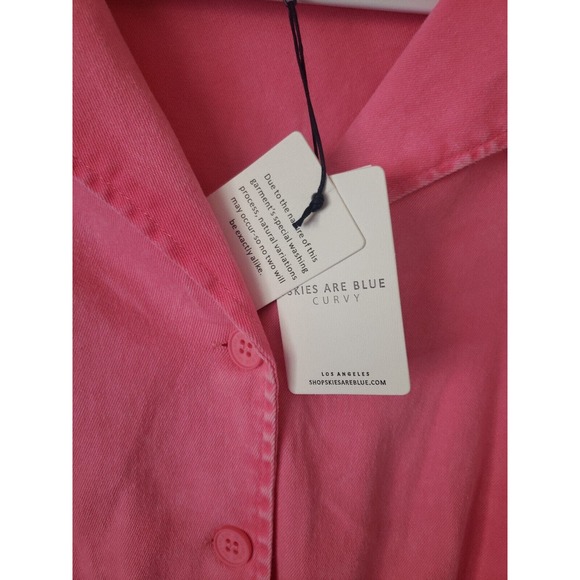 💖 NWT - Pink Denim Utility Romper - 1X - Skies Are Blue - Picture 7 of 9